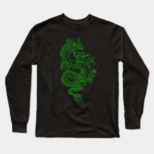Green Asian Dragon Long Sleeve T-Shirt